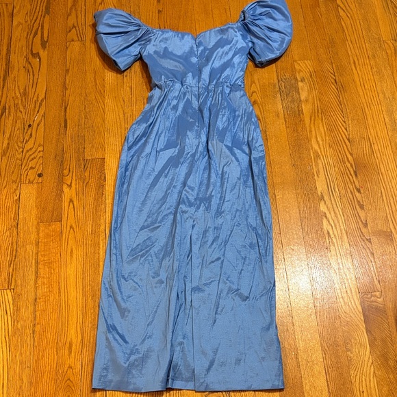 Abercrombie & Fitch Taffeta Light Blue Off-Shoulder Midi Dress - Picture 5 of 5